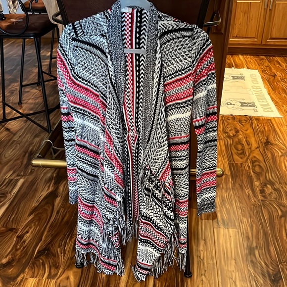 Altar’d State black, white and red patterned cardigan sweater size S - Picture 1 of 3